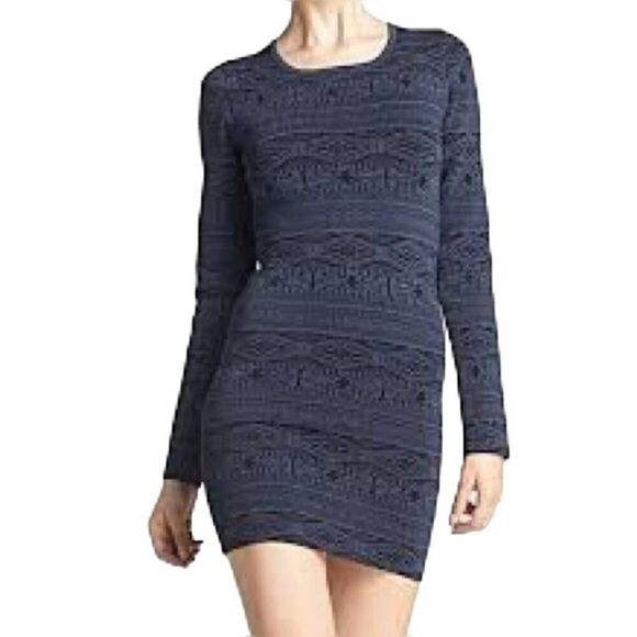 Parker Katrina Knit Bodycon Dress Navy Blue and Black Size Large NWT - Picture 4 of 13